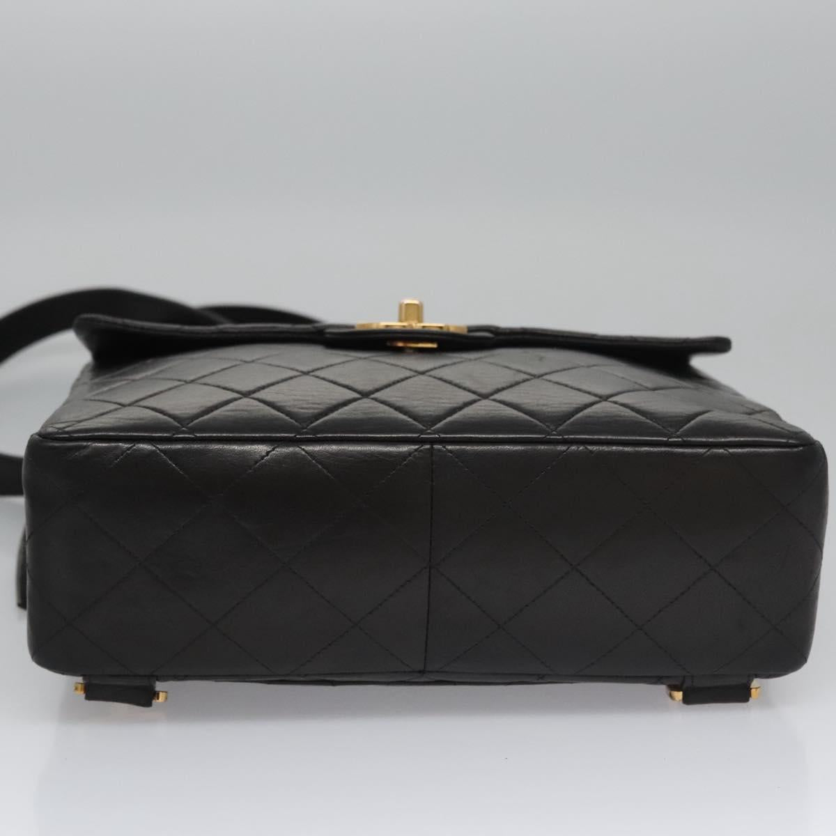 Chanel Single Flap Black Leather Backpack Bag (Pre-Owned)