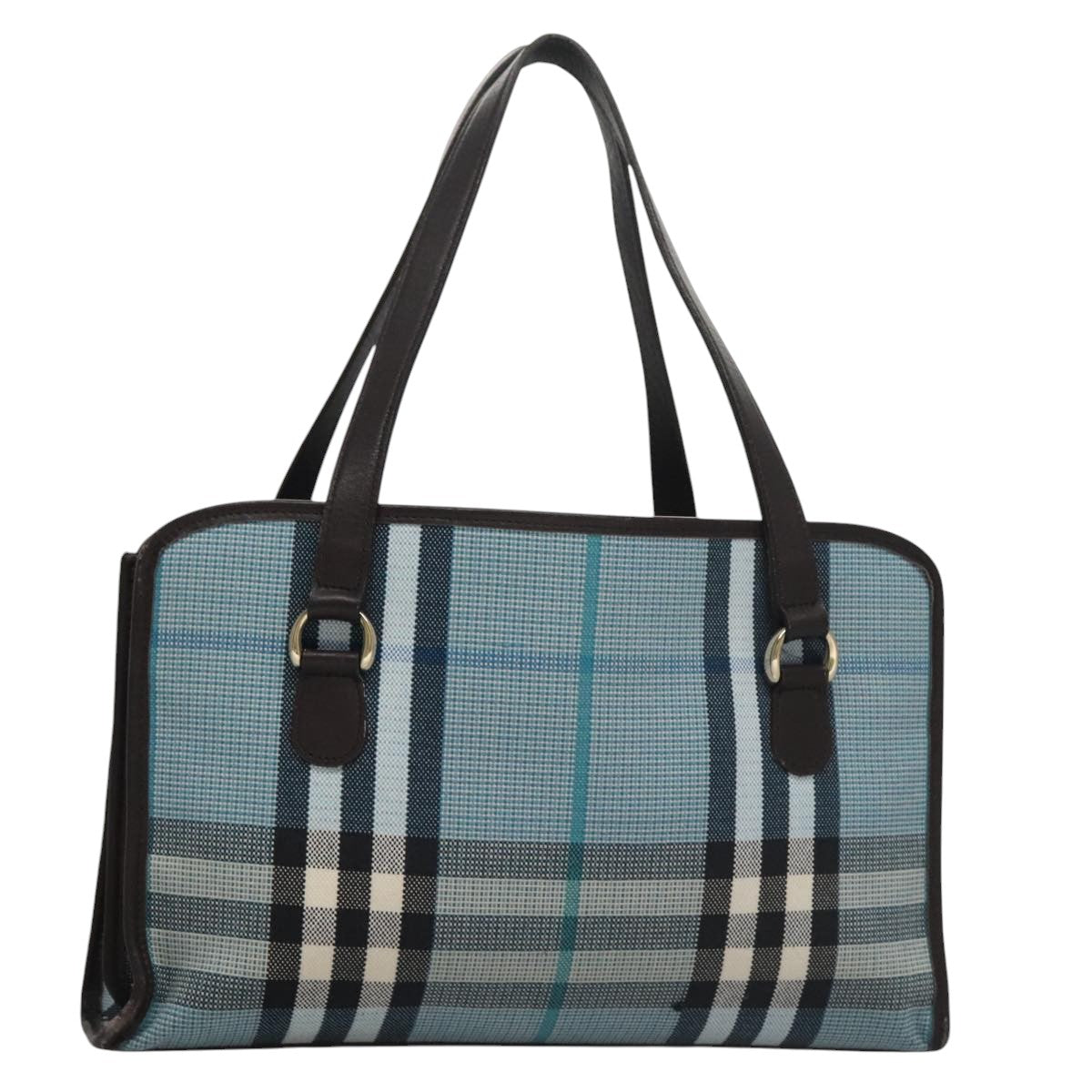 Burberry Nova Check Blue Canvas Handbag (Pre-Owned)