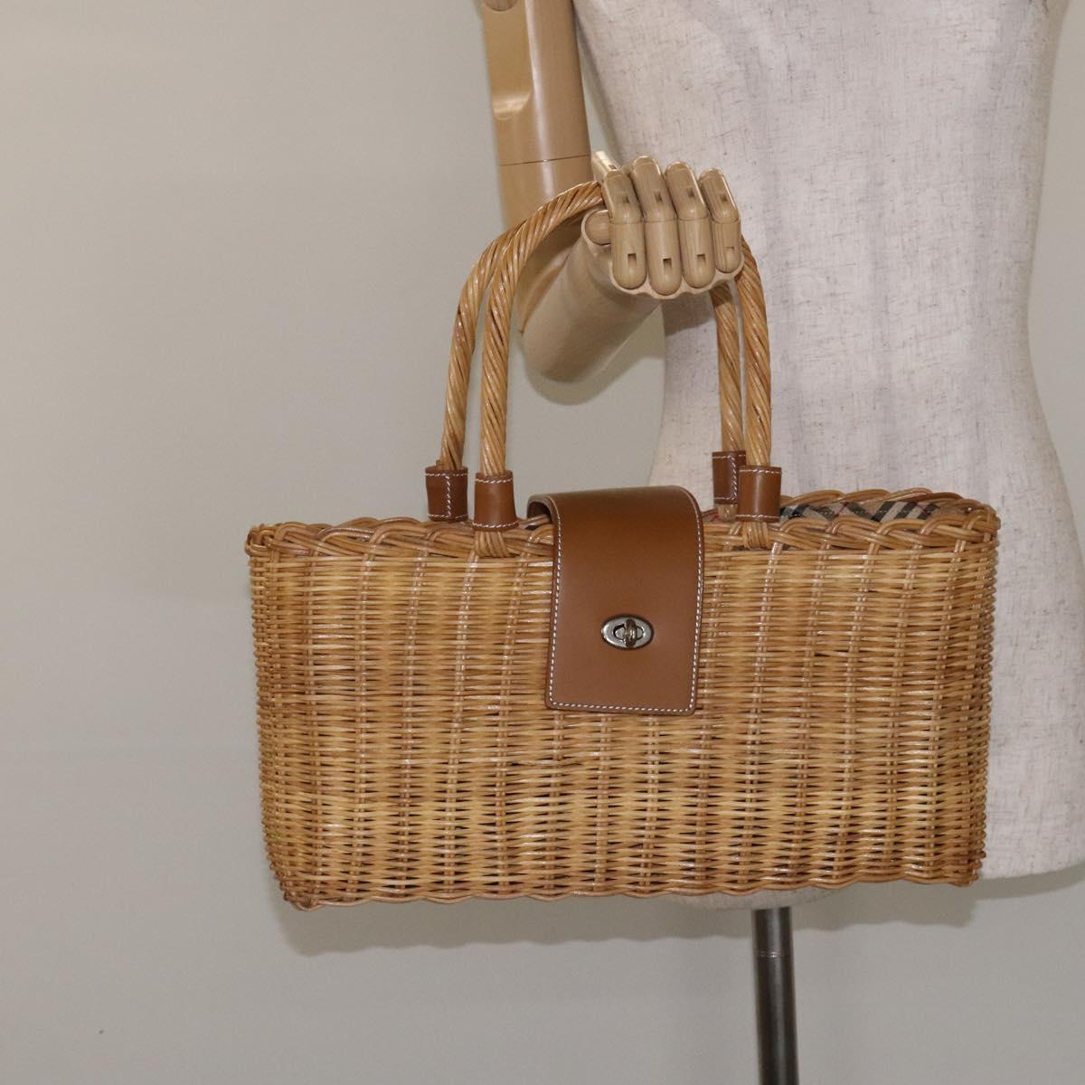 Burberry Beige, Brown Wicker Tote Bag (Pre-Owned)