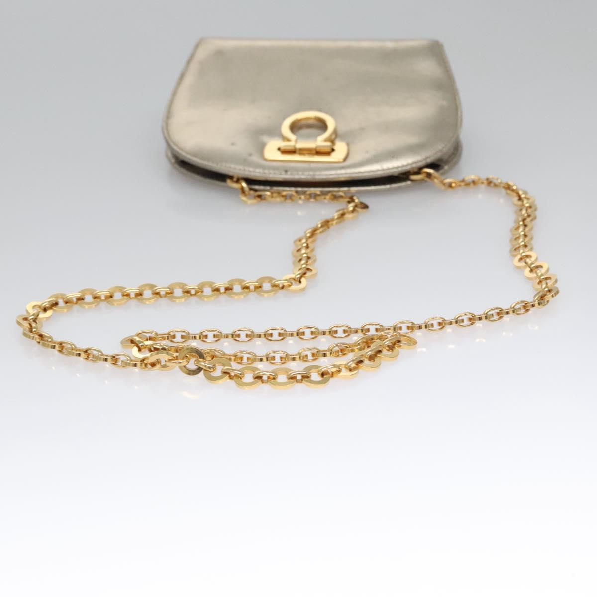 Salvatore Ferragamo Gancini Silver Leather Shoulder Bag (Pre-Owned)