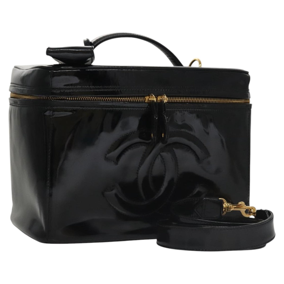 Chanel Vanity Black Patent Leather Clutch Bag (Pre-Owned)