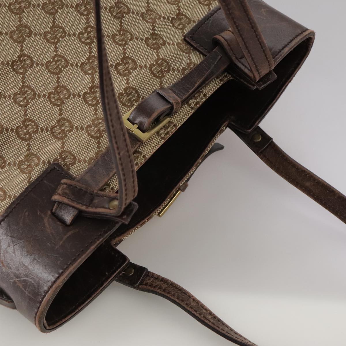 Gucci Gg Canvas Beige Canvas Tote Bag (Pre-Owned)