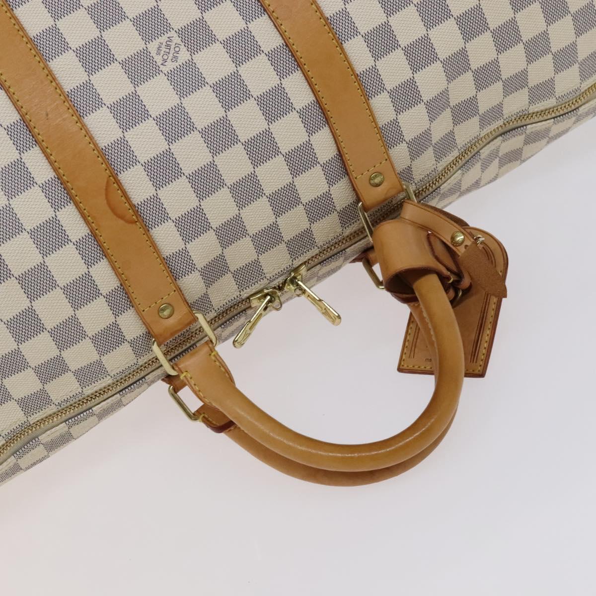 Louis Vuitton Keepall Bandouliere 55 White Canvas Travel Bag (Pre-Owned)
