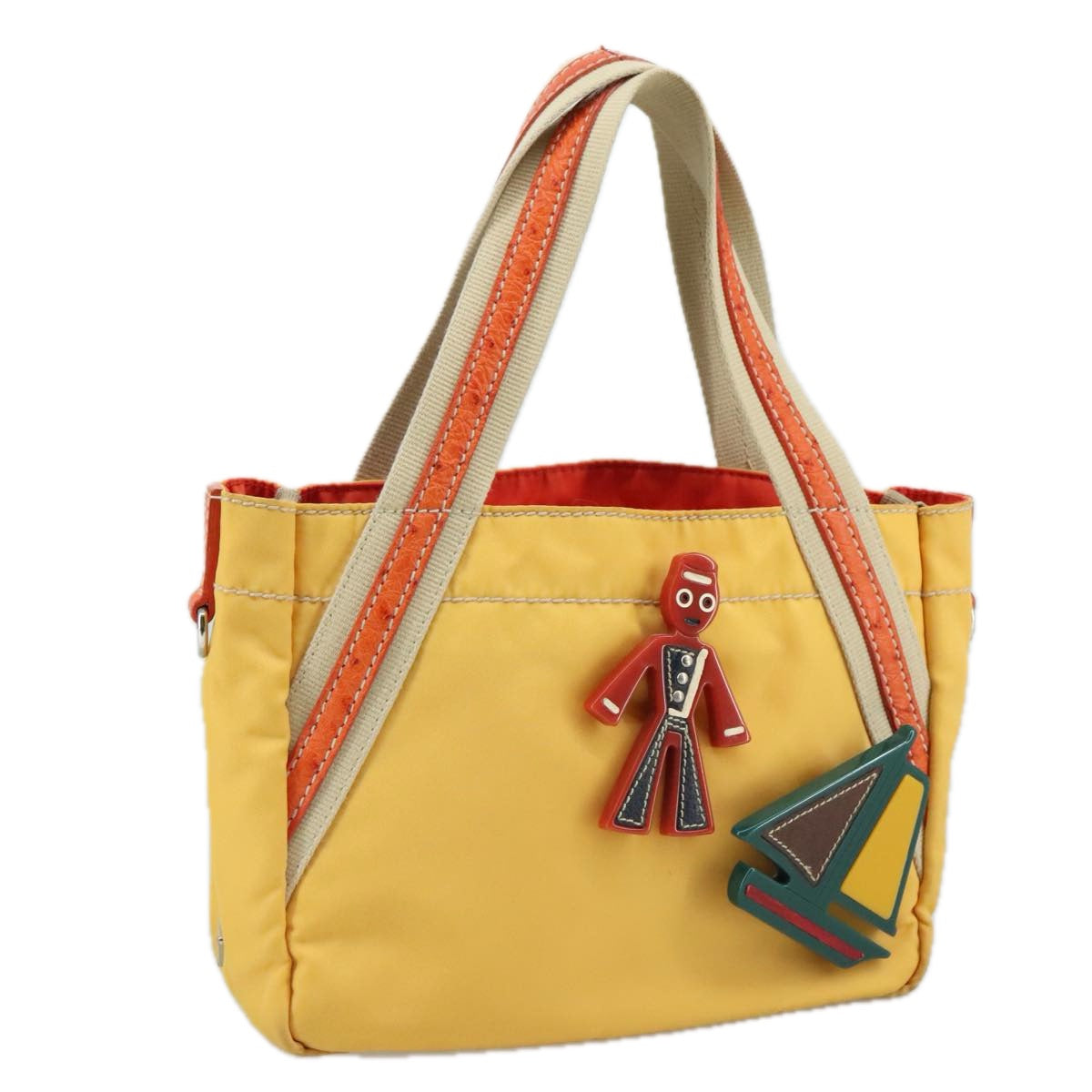 Prada Tessuto Yellow Canvas Handbag (Pre-Owned)
