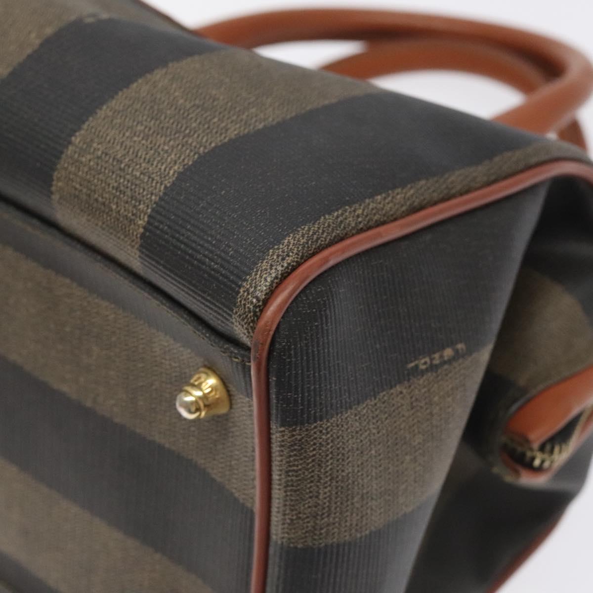 Fendi Pequin Brown Canvas Handbag (Pre-Owned)