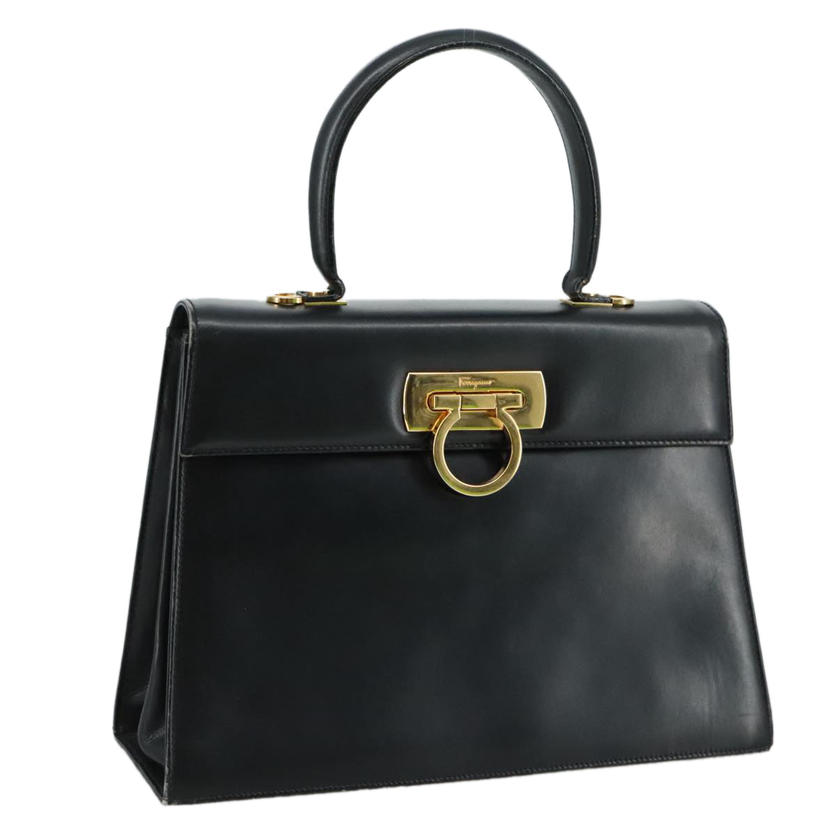 Salvatore Ferragamo Gancini Black Leather Handbag (Pre-Owned)