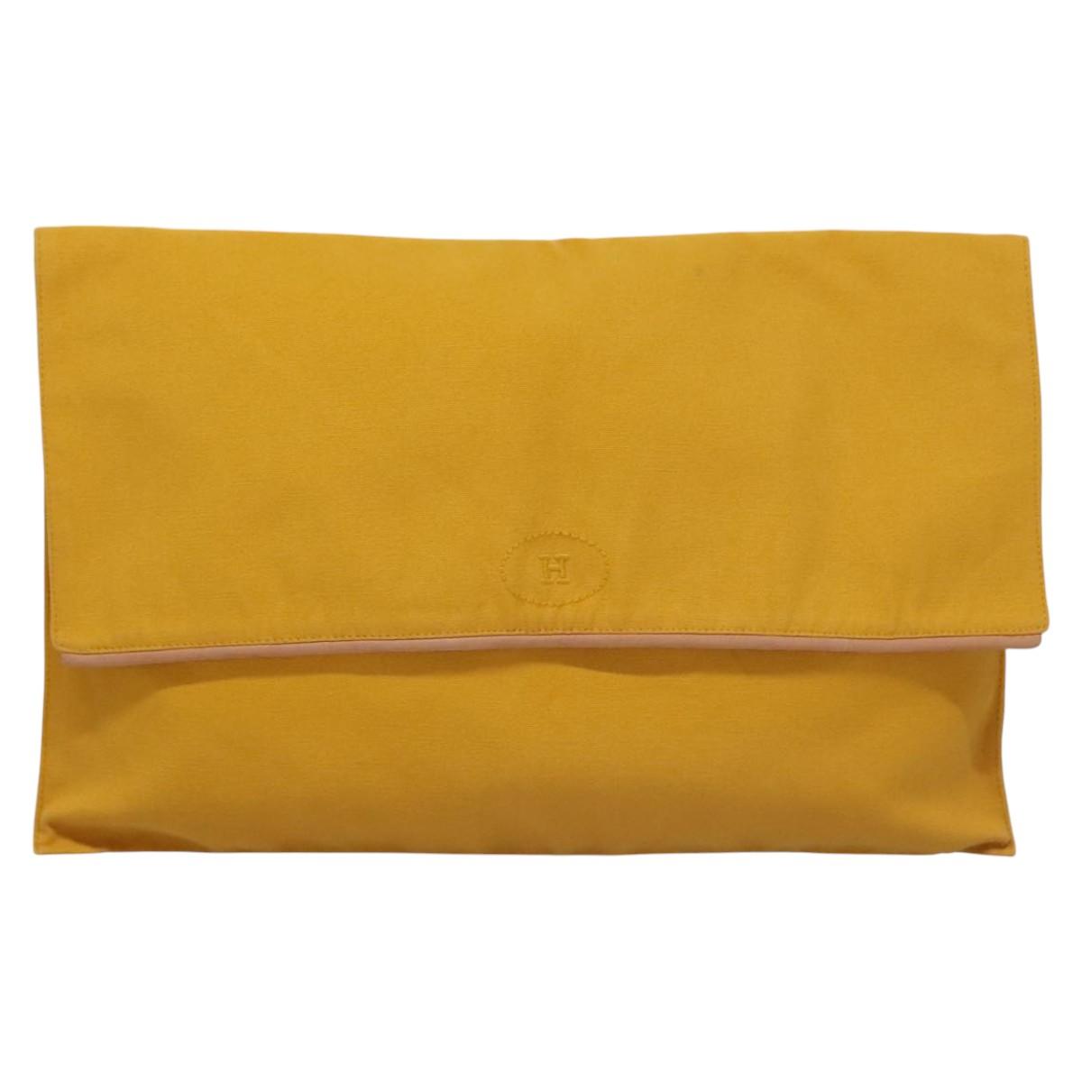 Hermès Yellow Canvas Clutch Bag (Pre-Owned)