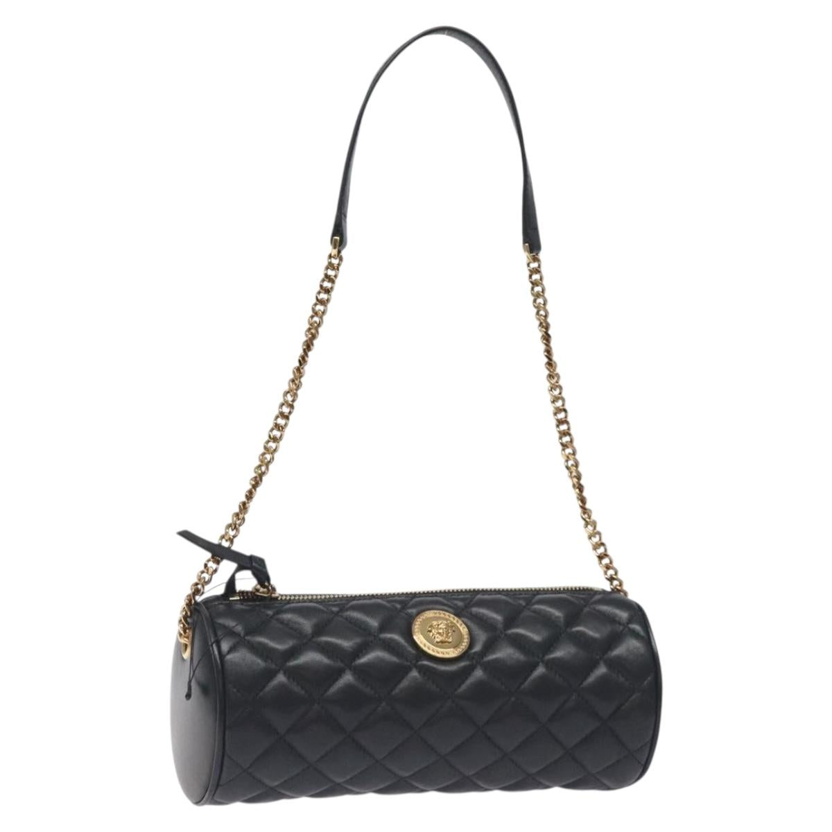 Versace Medusa Black Leather Shoulder Bag (Pre-Owned)