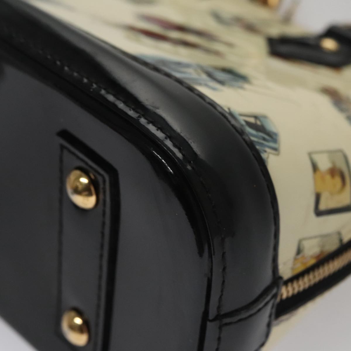 Louis Vuitton Alma Bb Ecru Patent Leather Handbag (Pre-Owned)