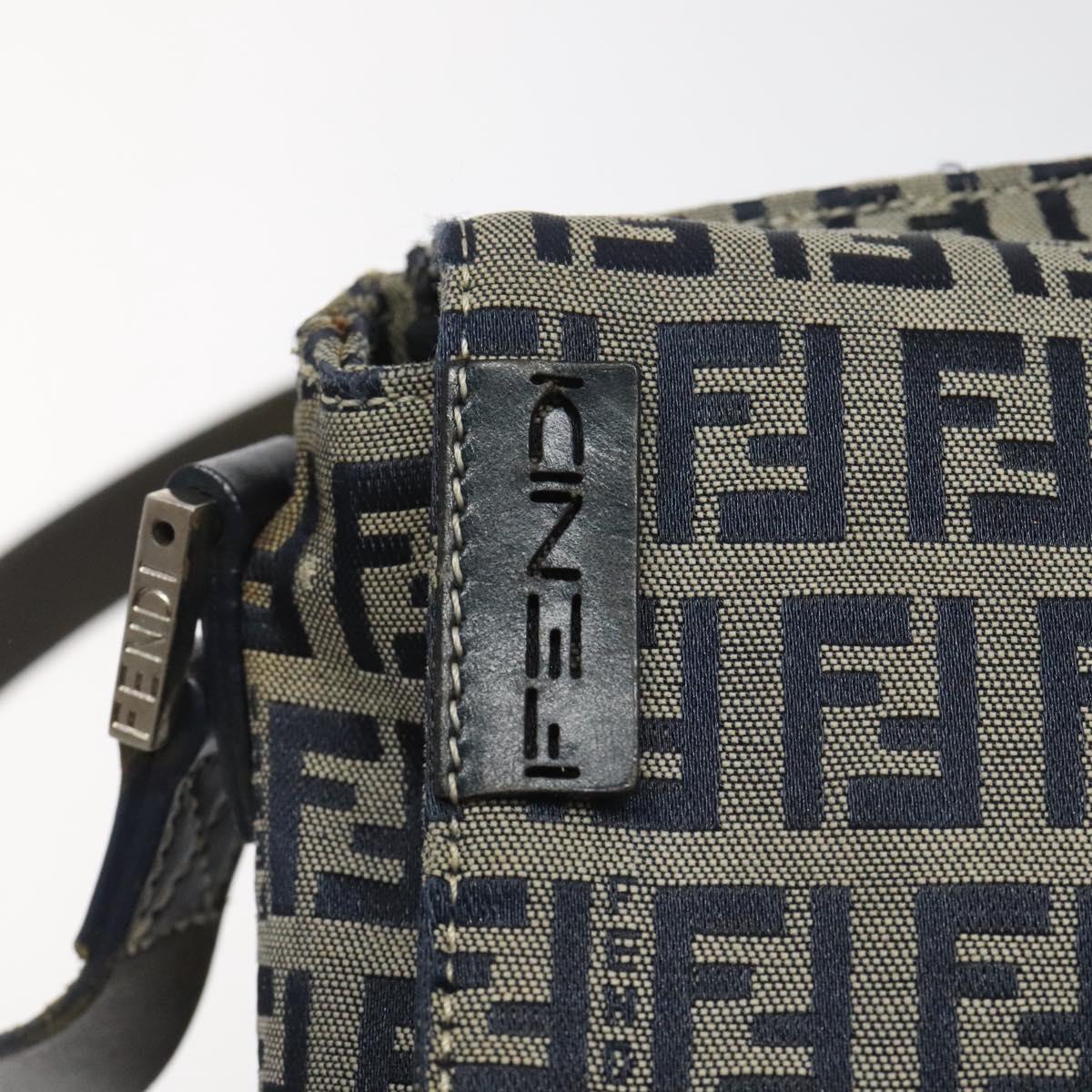 Fendi Zucchino Navy Canvas Shoulder Bag (Pre-Owned)