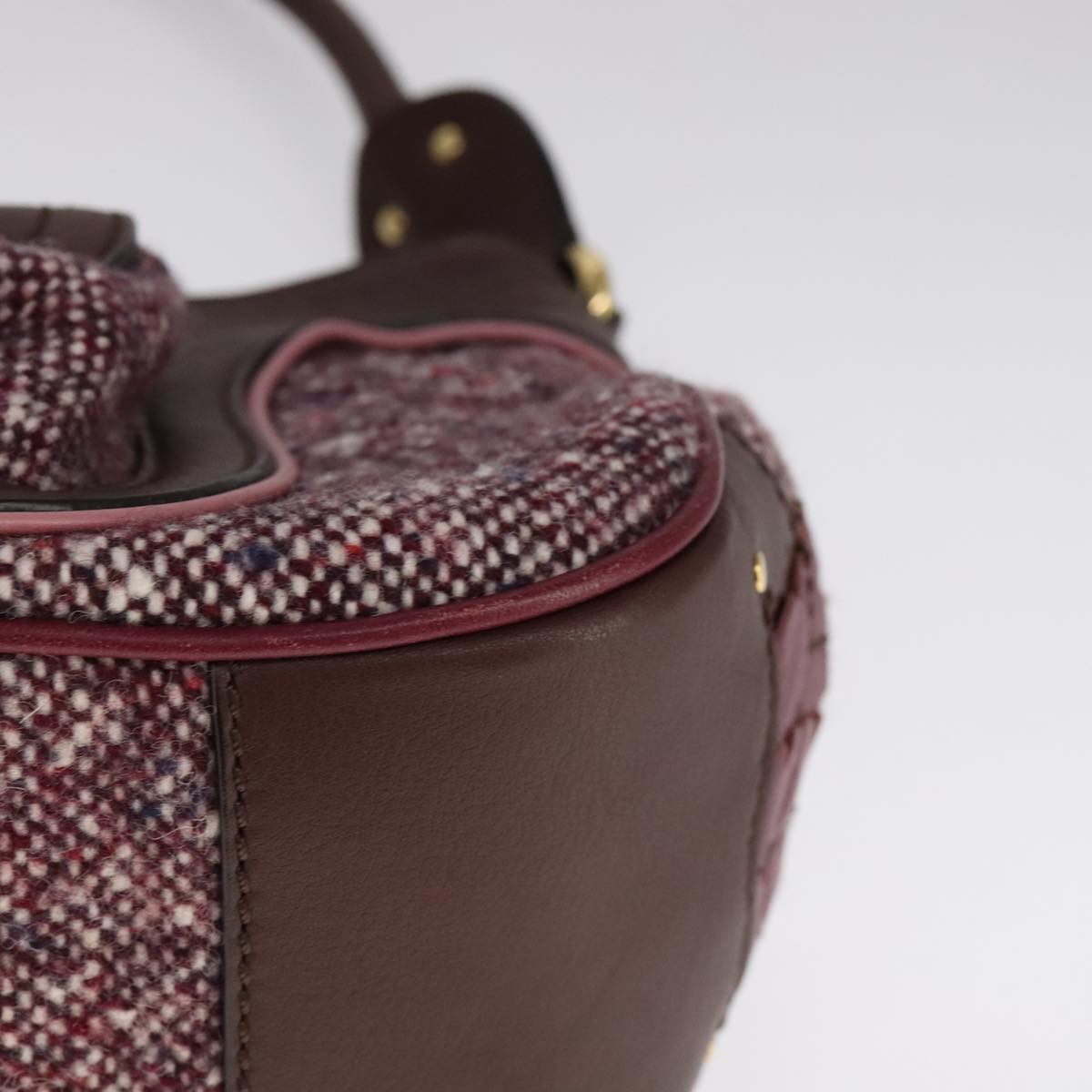 Céline Burgundy Tweed Shoulder Bag (Pre-Owned)