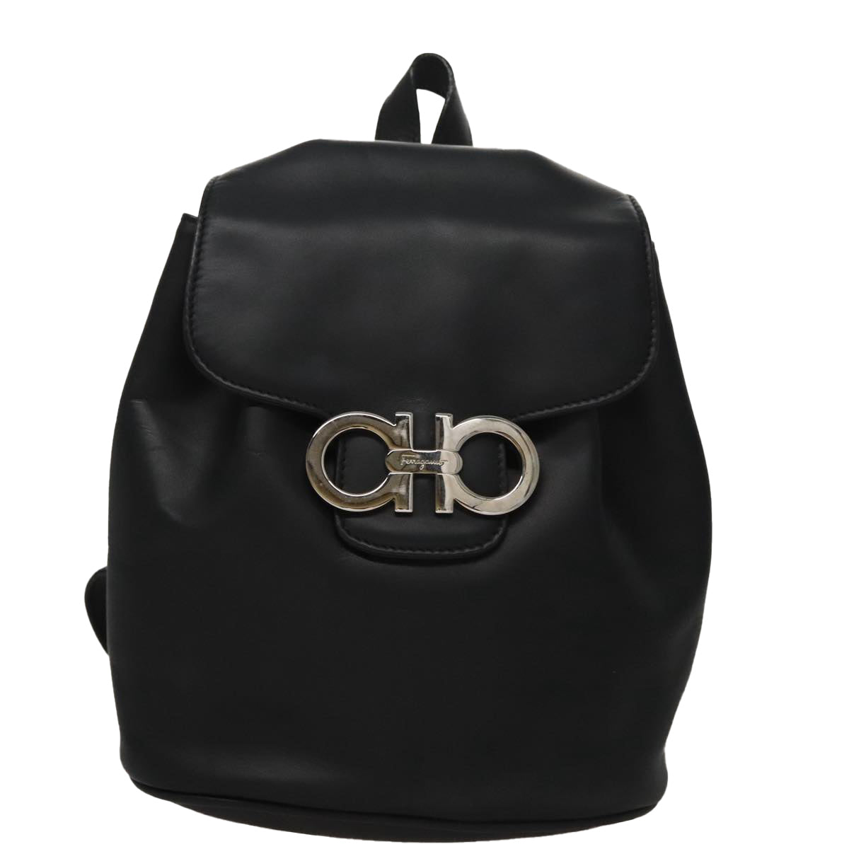 Salvatore Ferragamo Gancini Black Leather Backpack Bag (Pre-Owned)