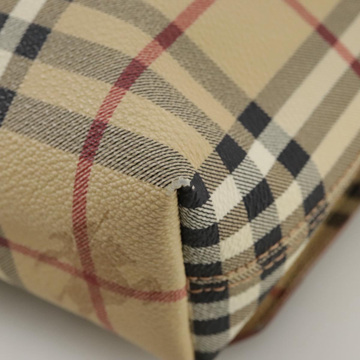 Burberry Nova Check Beige Canvas Shoulder Bag (Pre-Owned)