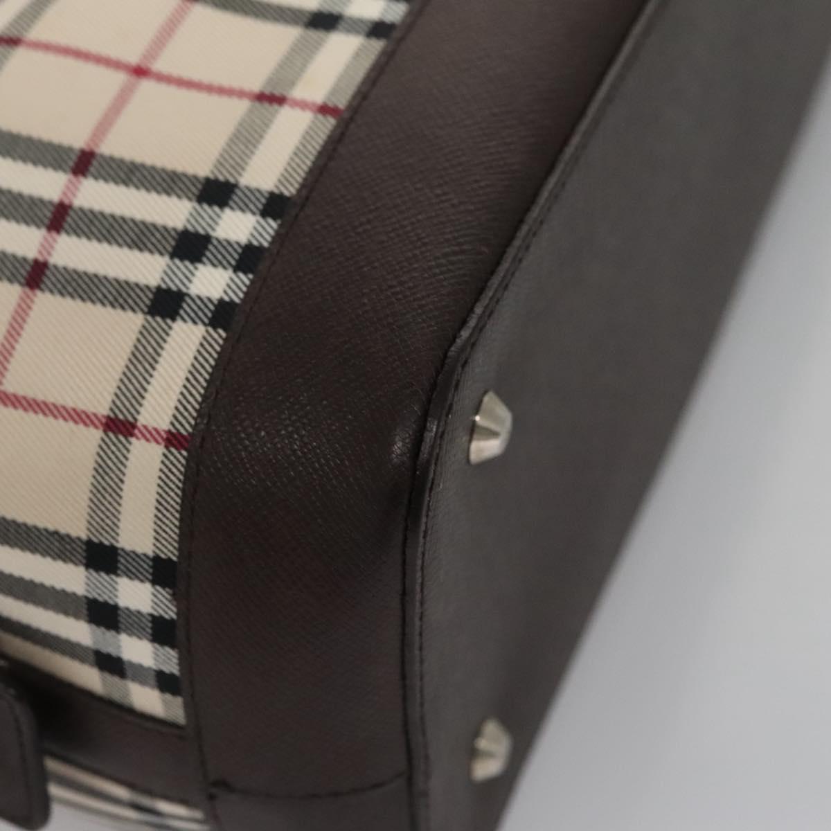 Burberry Nova Check Beige Canvas Handbag (Pre-Owned)