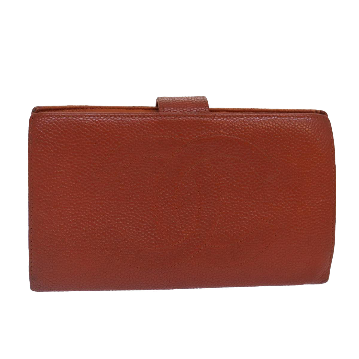 Chanel Porte Carte Orange Leather Wallet (Pre-Owned)