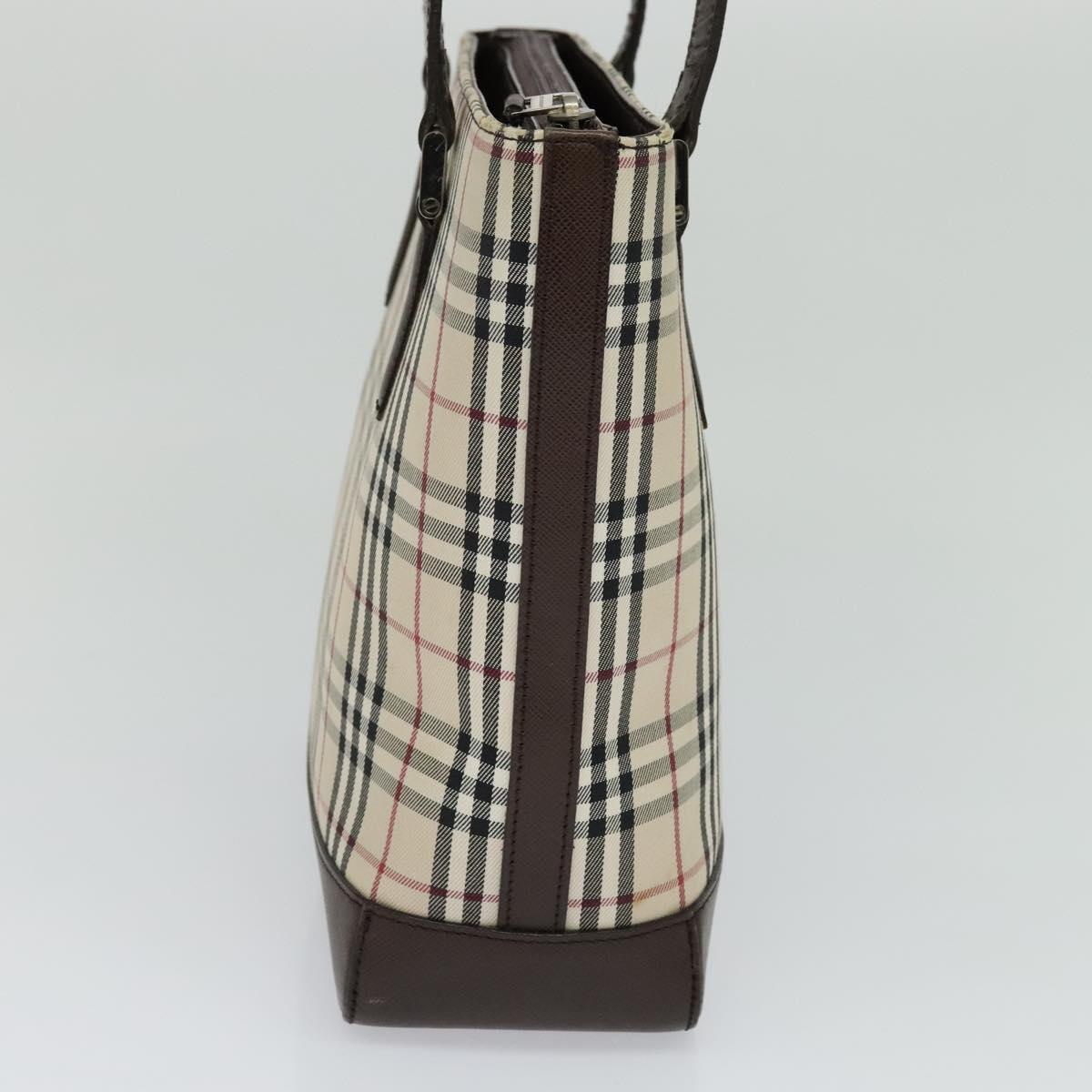 Burberry Nova Check Beige Canvas Shoulder Bag (Pre-Owned)