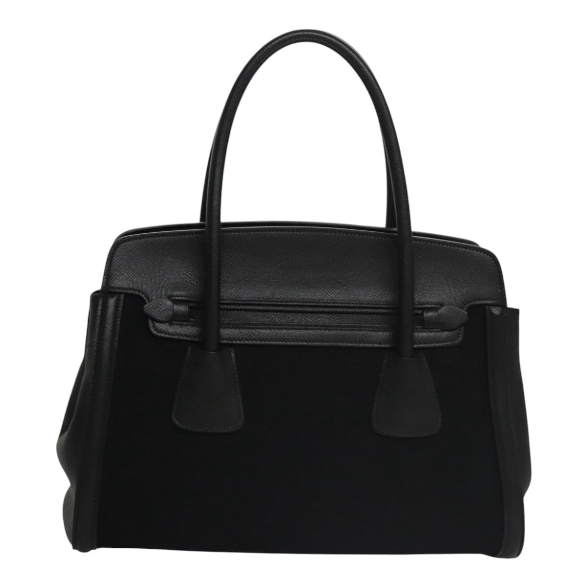 Prada Canapa Black Leather Handbag (Pre-Owned)