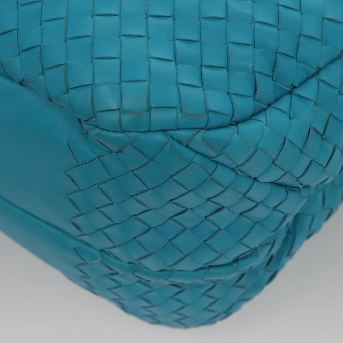 Bottega Veneta Intrecciato Blue Leather Handbag (Pre-Owned)