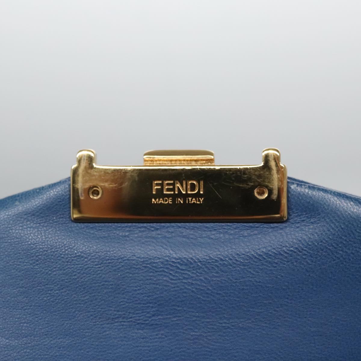 Fendi Bebaguette Blue Leather Shoulder Bag (Pre-Owned)