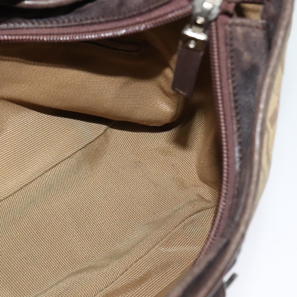 Salvatore Ferragamo Gancini Beige Canvas Shoulder Bag (Pre-Owned)