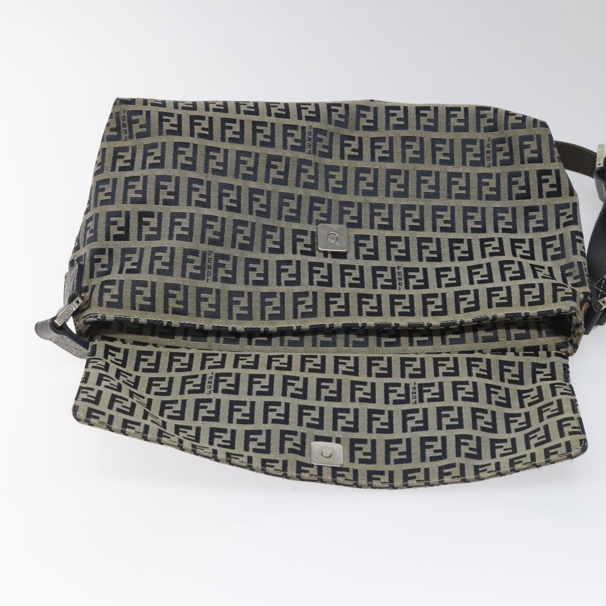 Fendi Zucchino Navy Canvas Shoulder Bag (Pre-Owned)