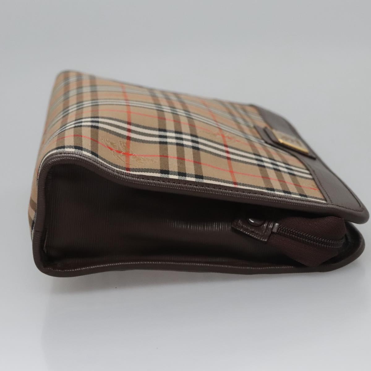 Burberry Nova Check Beige Canvas Clutch Bag (Pre-Owned)