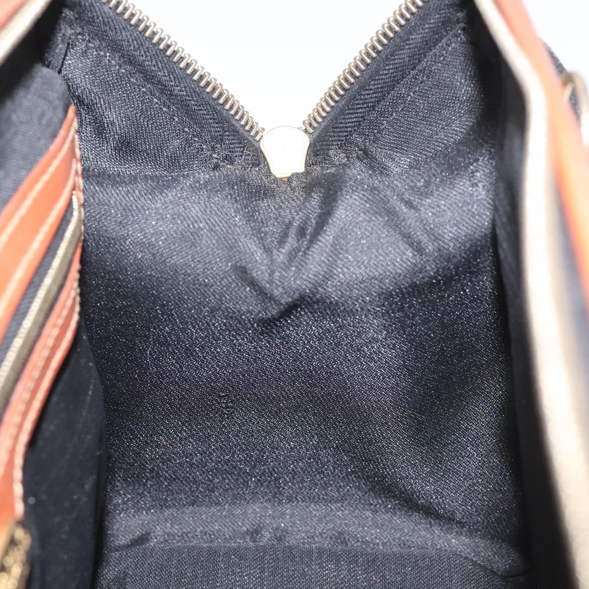 Fendi Pequin Brown Canvas Handbag (Pre-Owned)