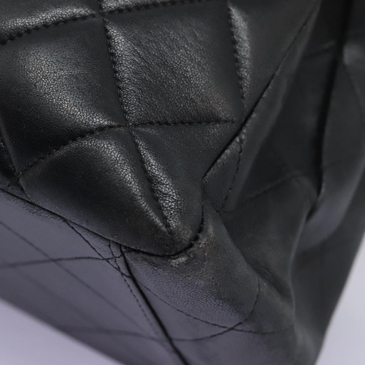 Chanel Classic Flap Black Leather Shoulder Bag (Pre-Owned)