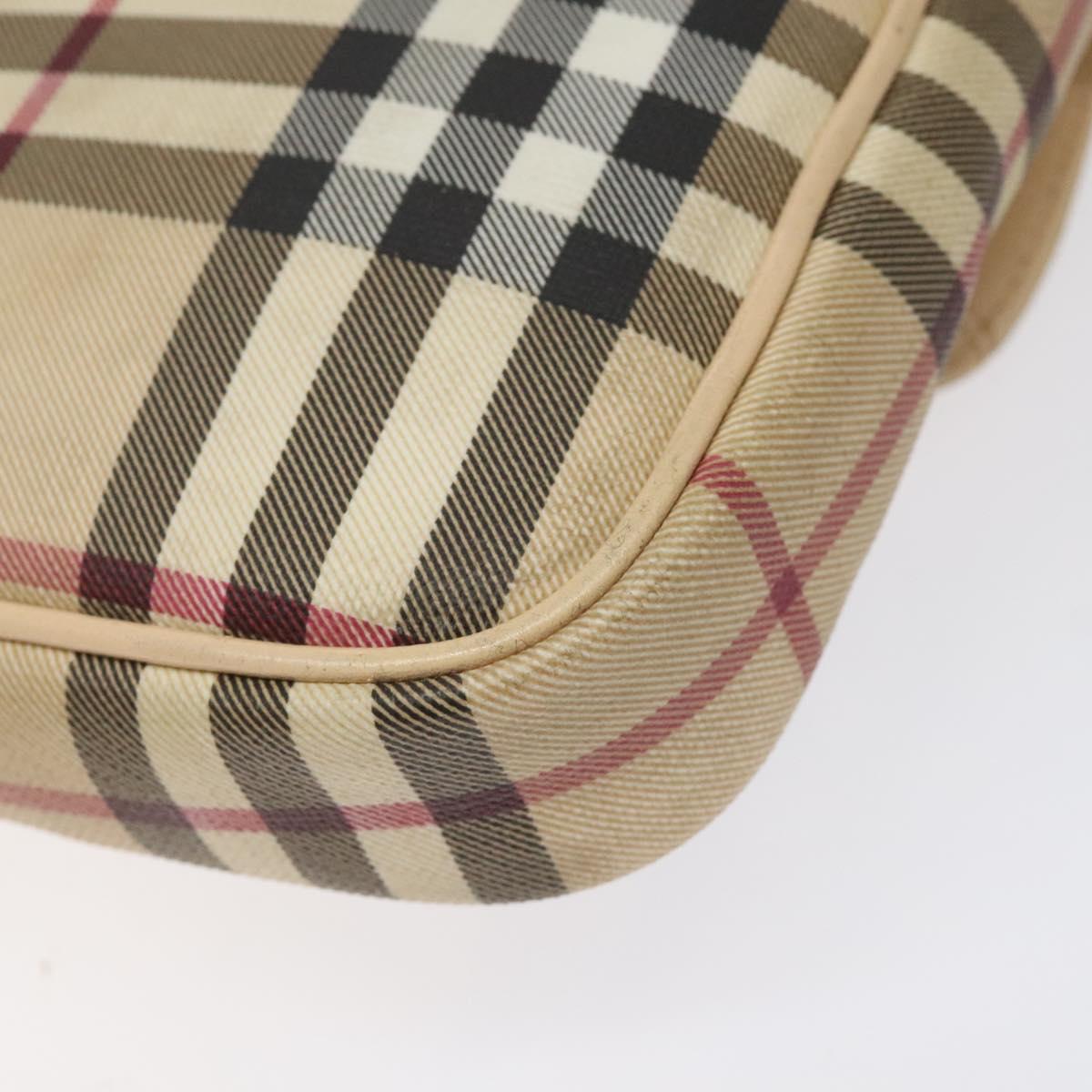 Burberry Nova Check Beige Canvas Shoulder Bag (Pre-Owned)