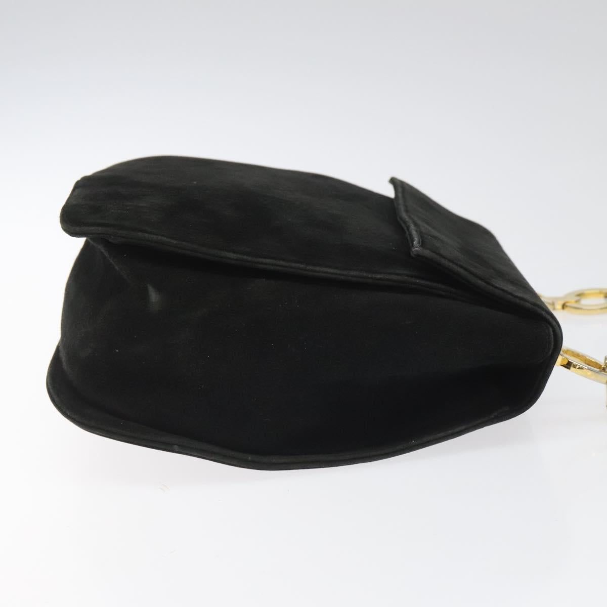 Salvatore Ferragamo Gancini Black Suede Shoulder Bag (Pre-Owned)