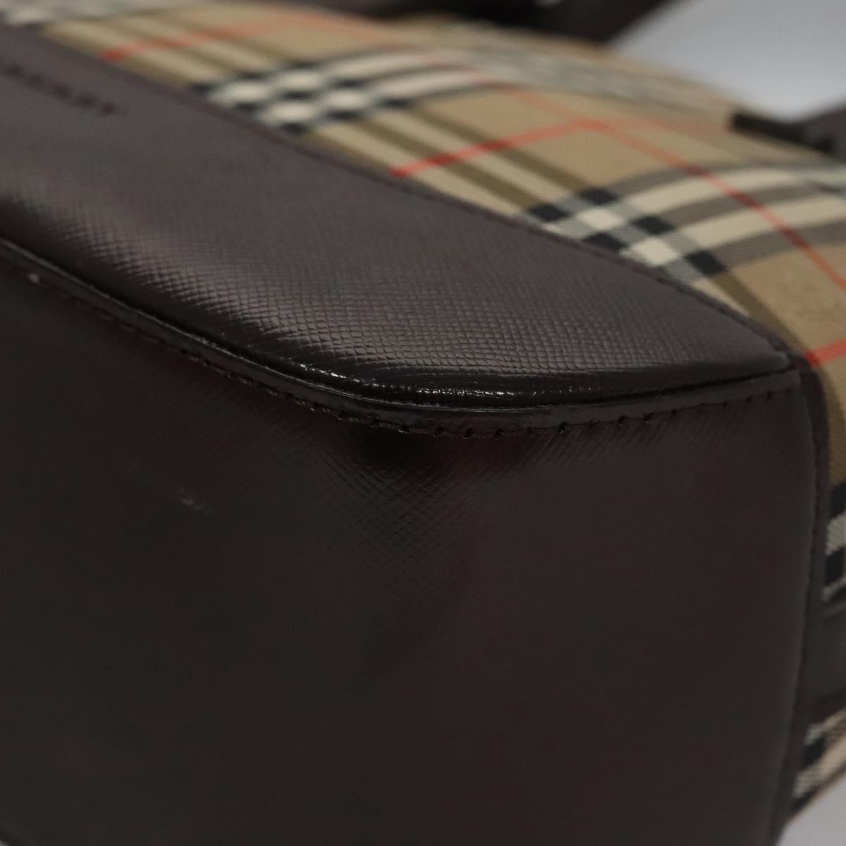 Burberry Nova Check Beige Canvas Handbag (Pre-Owned)