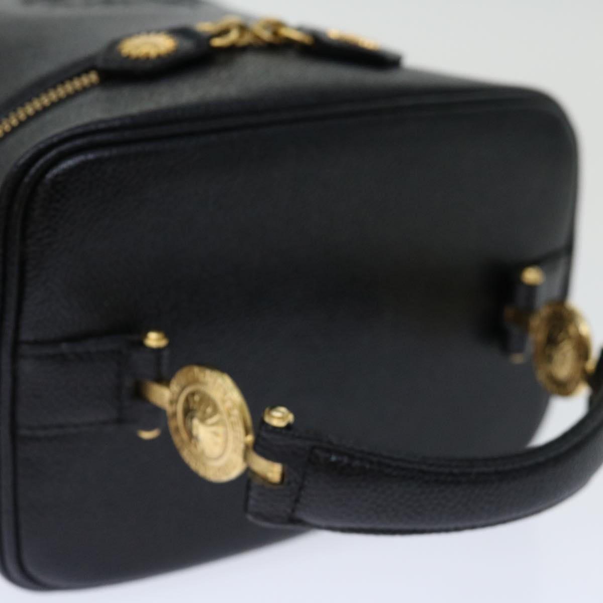 Versace Vanity Black Leather Handbag (Pre-Owned)