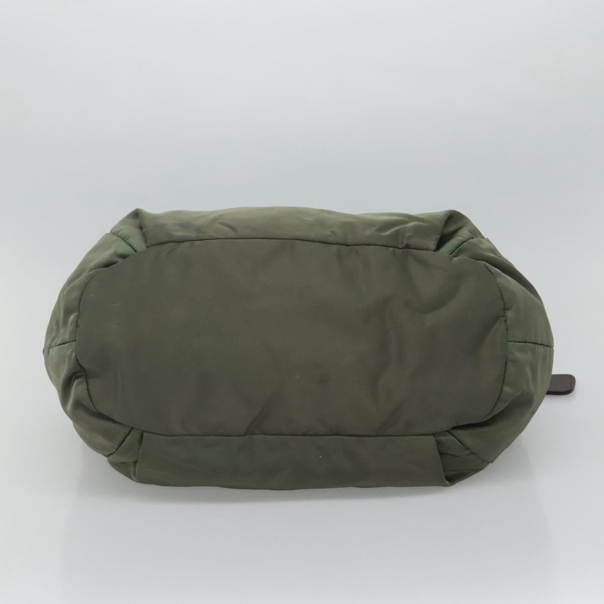 Prada Logo Jacquard Khaki Synthetic Handbag (Pre-Owned)
