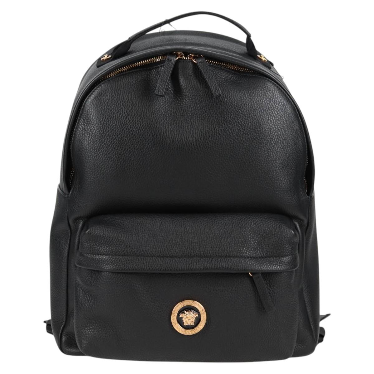 Versace Medusa Black Leather Backpack Bag (Pre-Owned)