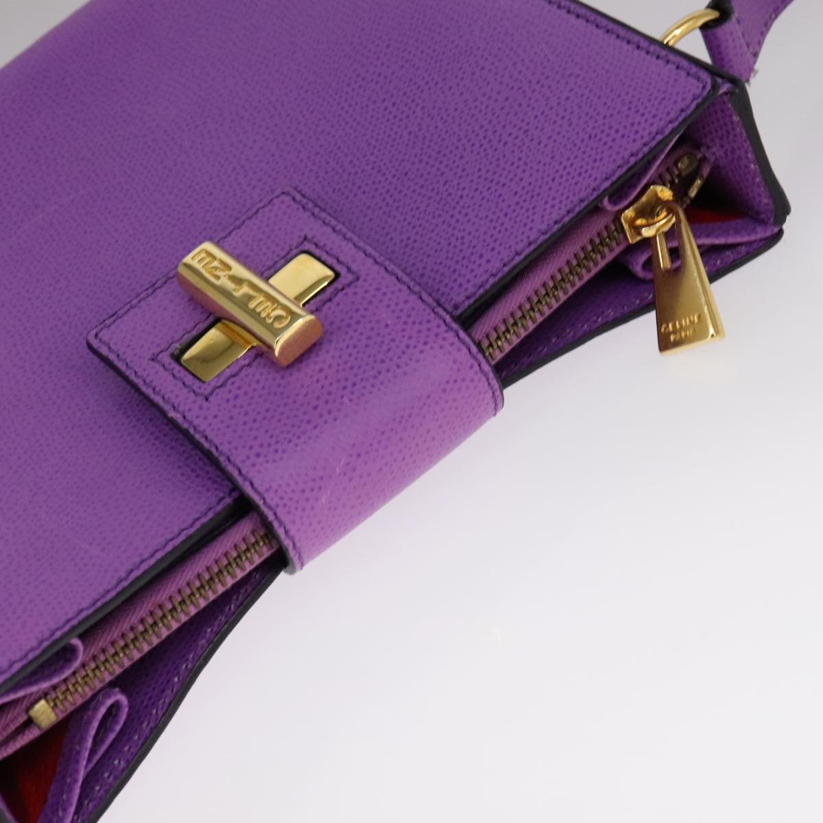 Céline Purple Leather Shoulder Bag (Pre-Owned)