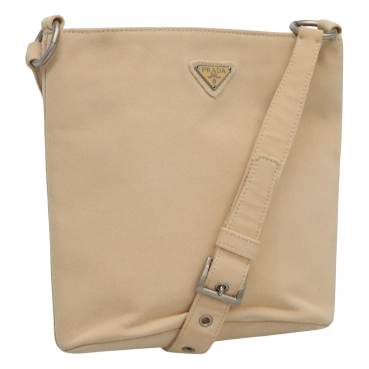 Prada Beige Canvas Shoulder Bag (Pre-Owned)