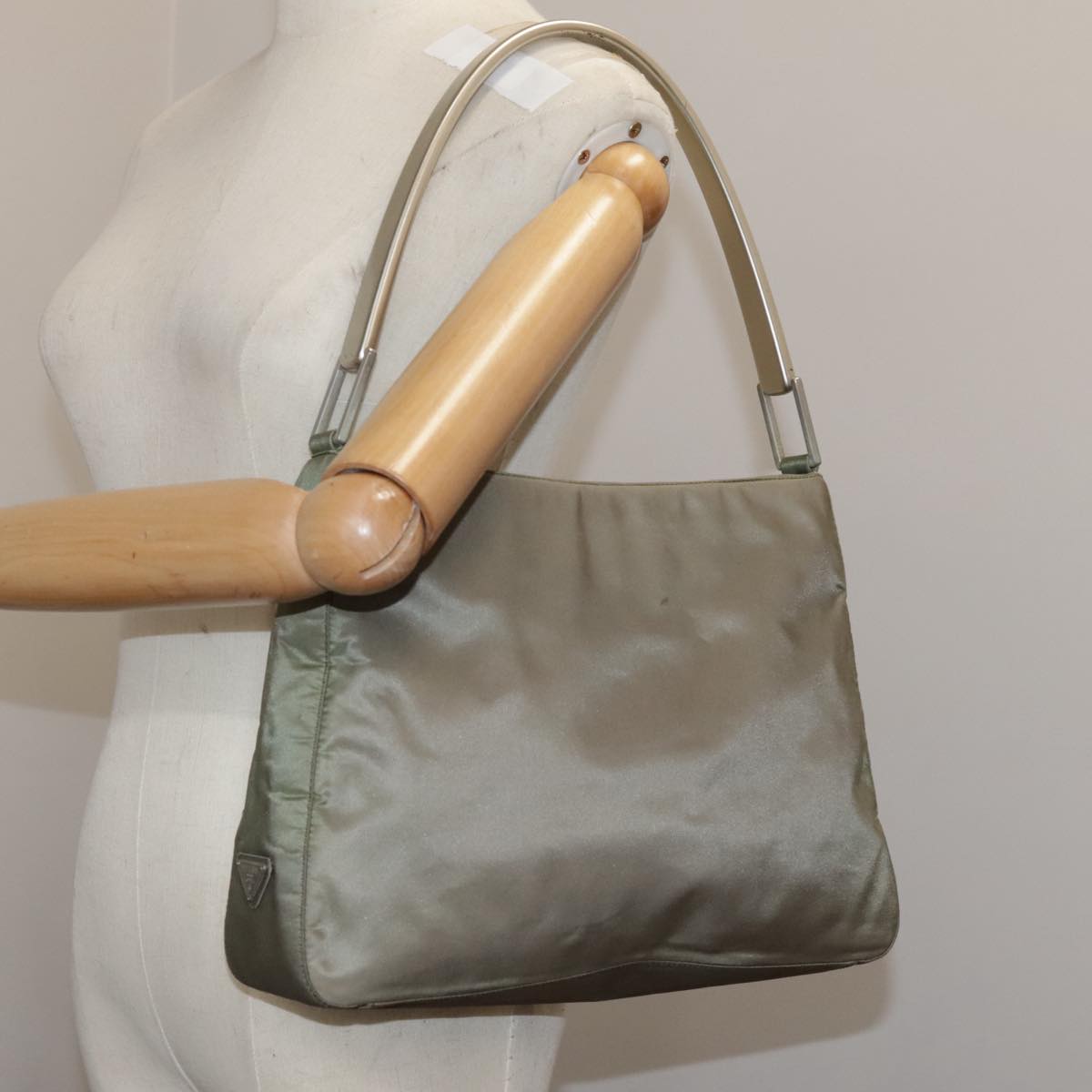 Prada Tessuto Khaki Synthetic Shoulder Bag (Pre-Owned)
