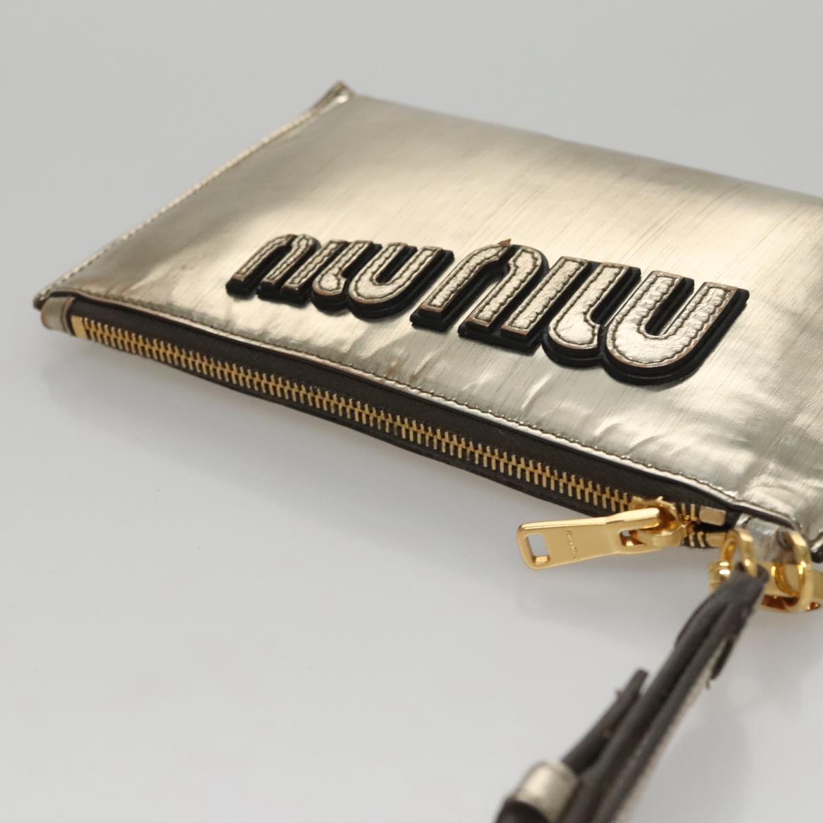 Miu Miu Gold Patent Leather Clutch Bag (Pre-Owned)