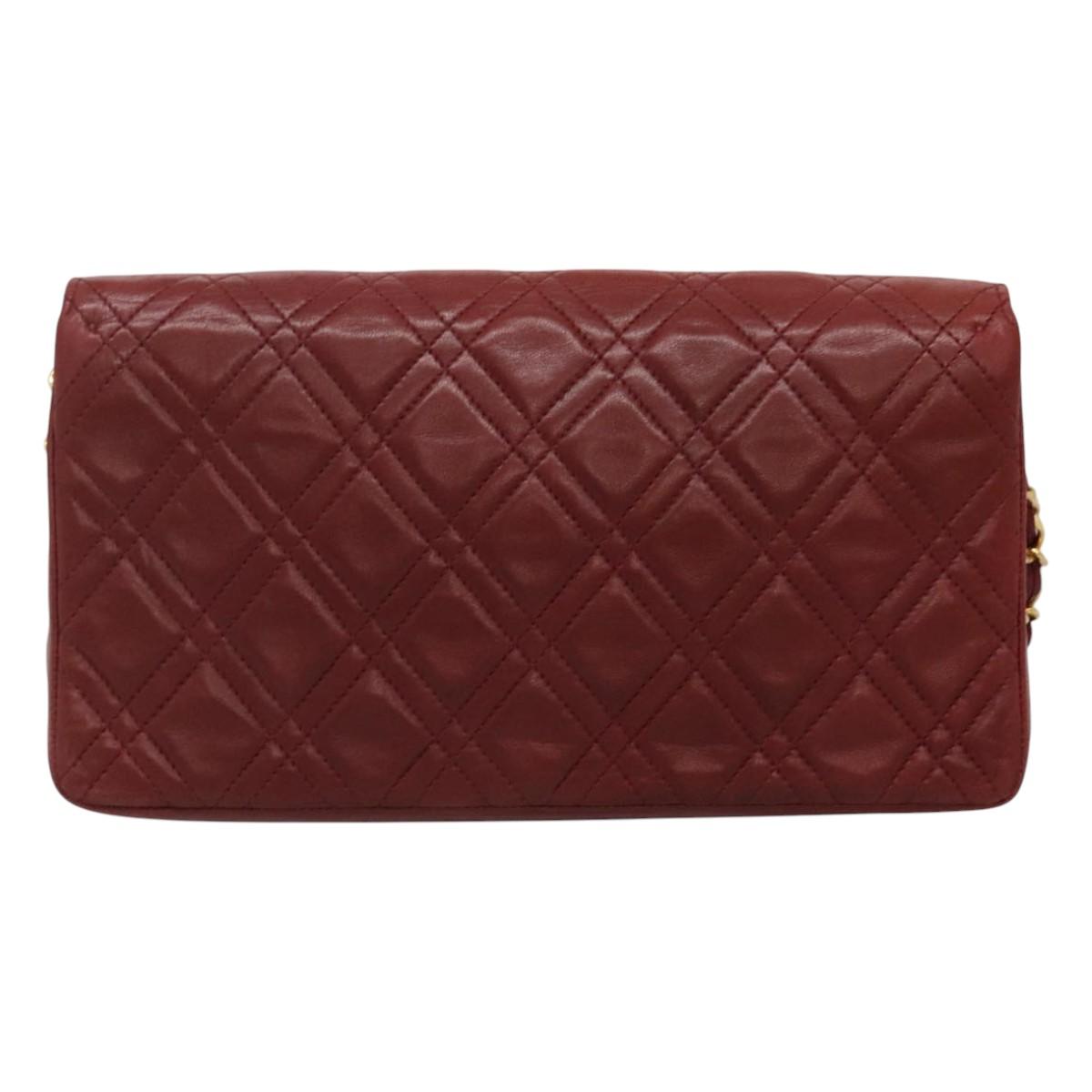 Chanel Single Flap Red Leather Shoulder Bag (Pre-Owned)