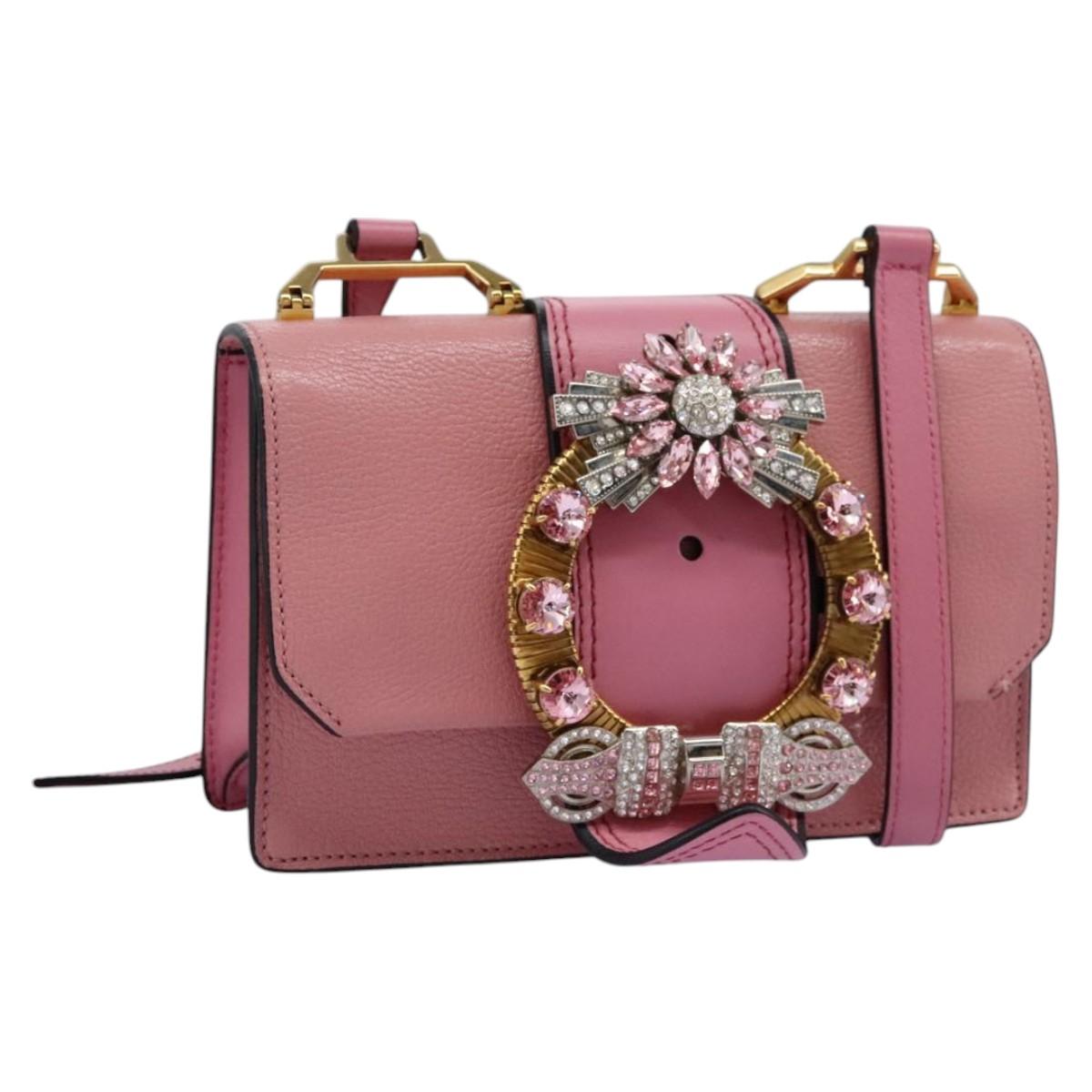 Miu Miu Madras Pink Leather Shoulder Bag (Pre-Owned)