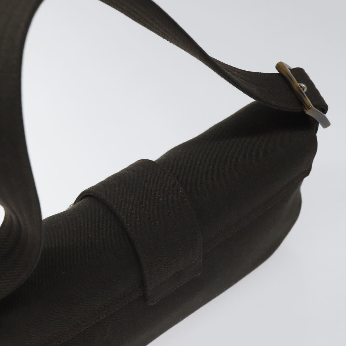 Salvatore Ferragamo Gancini Black Canvas Shoulder Bag (Pre-Owned)