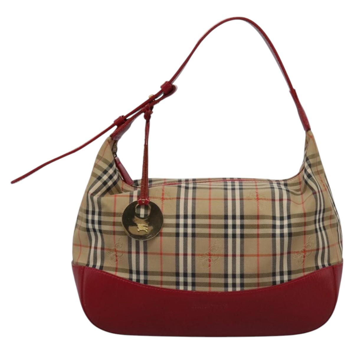Burberry Nova Check Beige Canvas Shoulder Bag (Pre-Owned)
