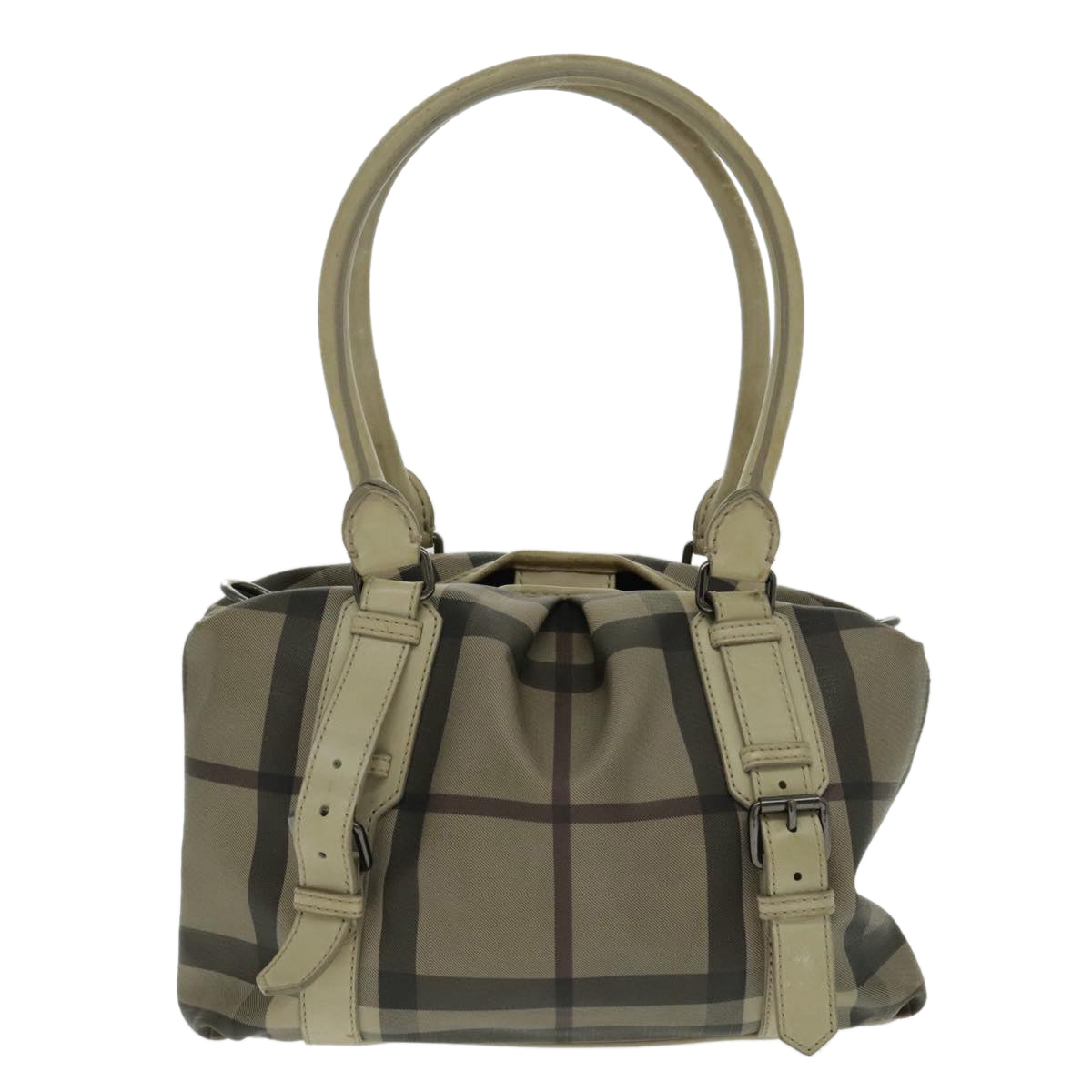 Burberry Nova Check Beige Canvas Handbag (Pre-Owned)