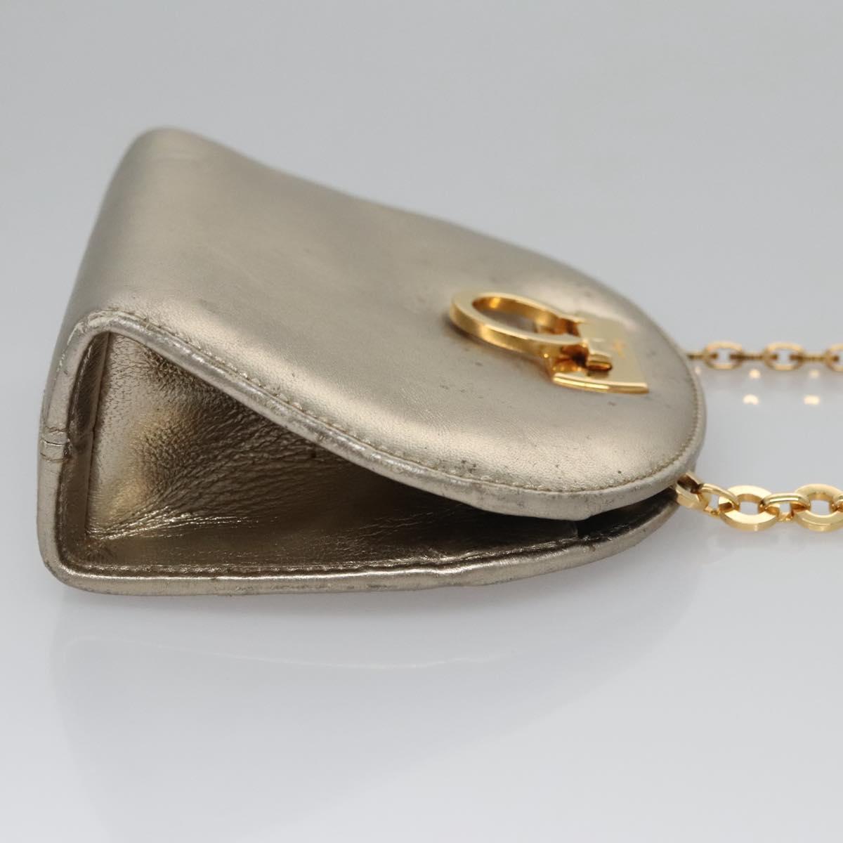 Salvatore Ferragamo Gancini Silver Leather Shoulder Bag (Pre-Owned)