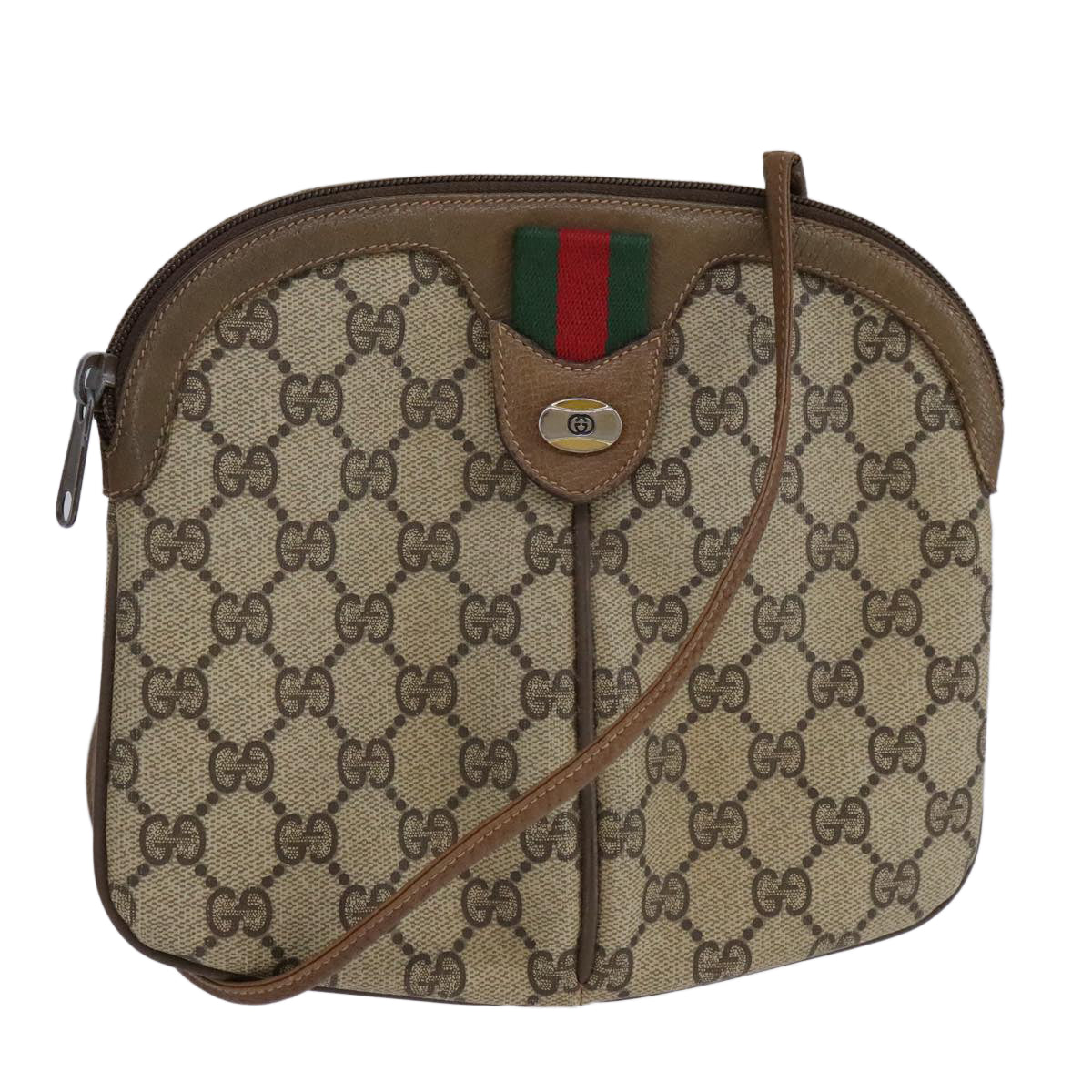 Gucci Gg Canvas Beige Canvas Shoulder Bag (Pre-Owned)