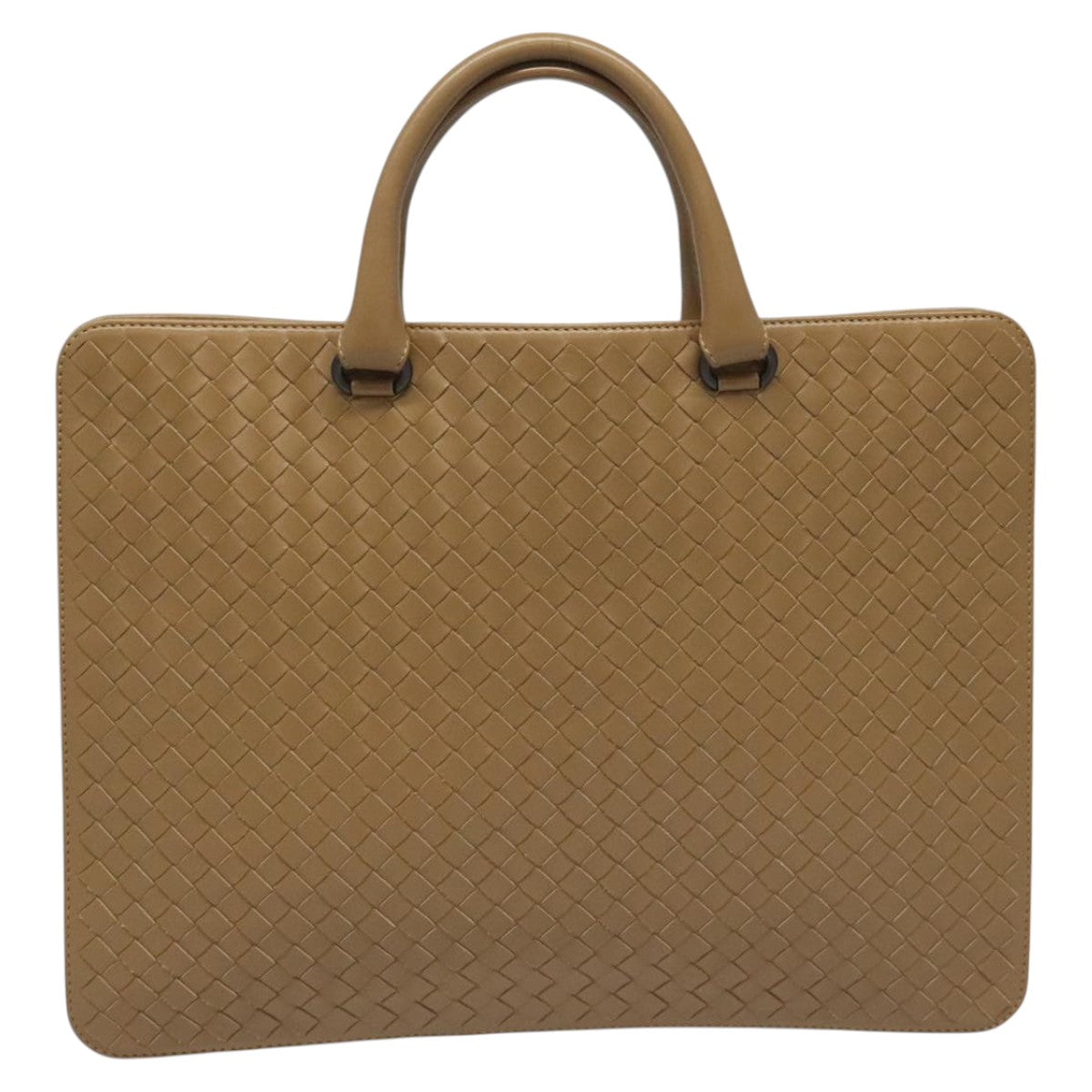 Bottega Veneta Intrecciato Beige Leather Briefcase Bag (Pre-Owned)