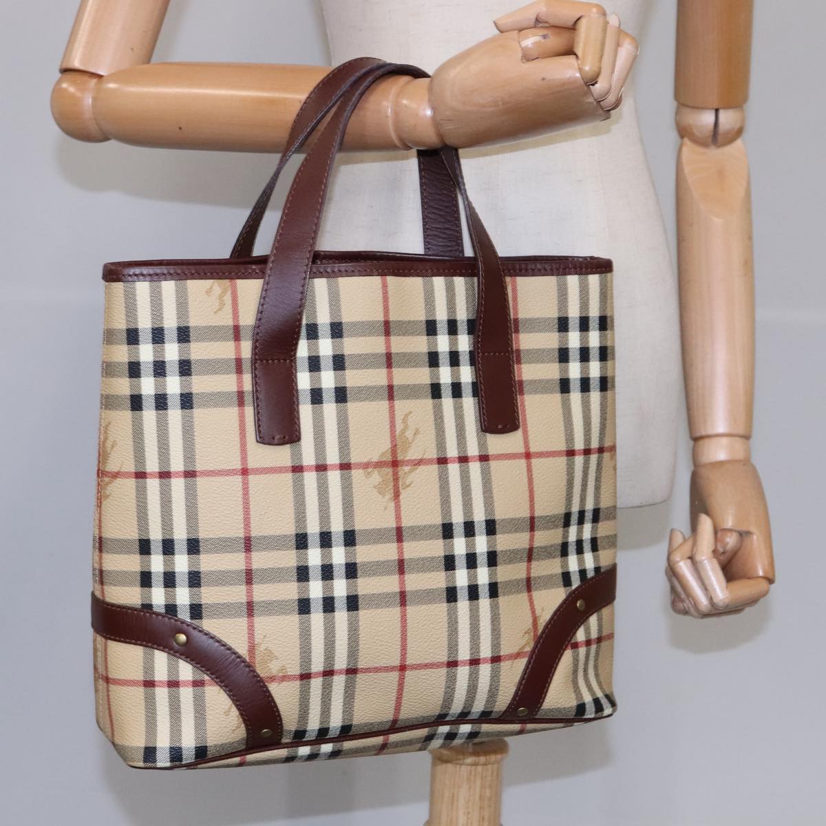 Burberry Haymarket Beige Canvas Tote Bag (Pre-Owned)
