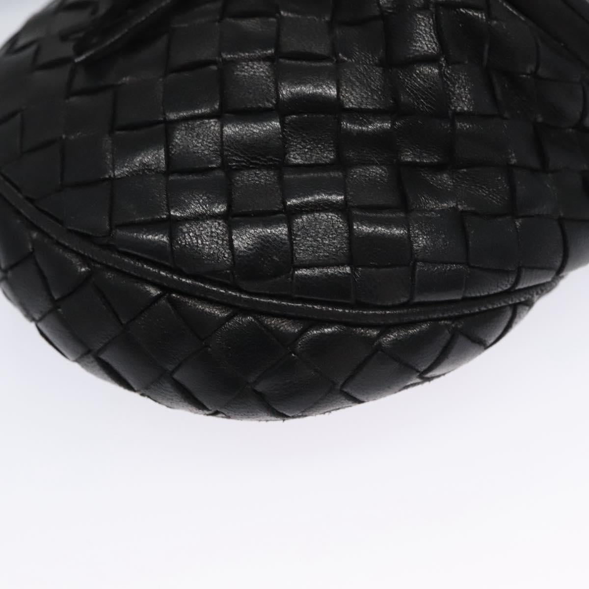 Bottega Veneta Intrecciato Black Leather Clutch Bag (Pre-Owned)