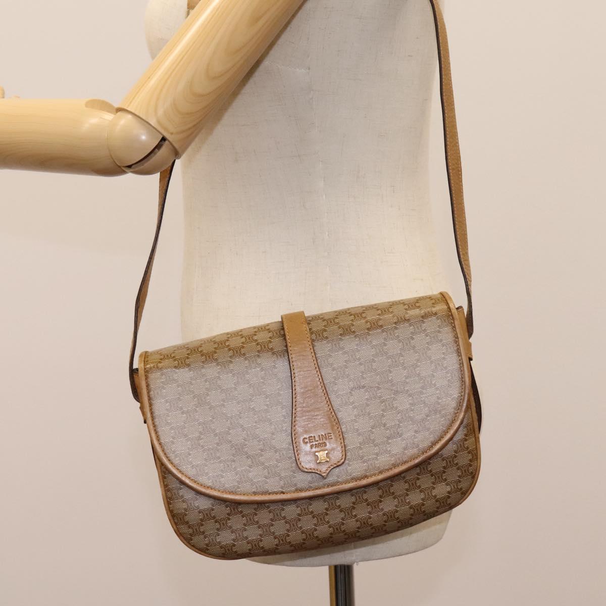 Céline Macadam Beige Canvas Shoulder Bag (Pre-Owned)