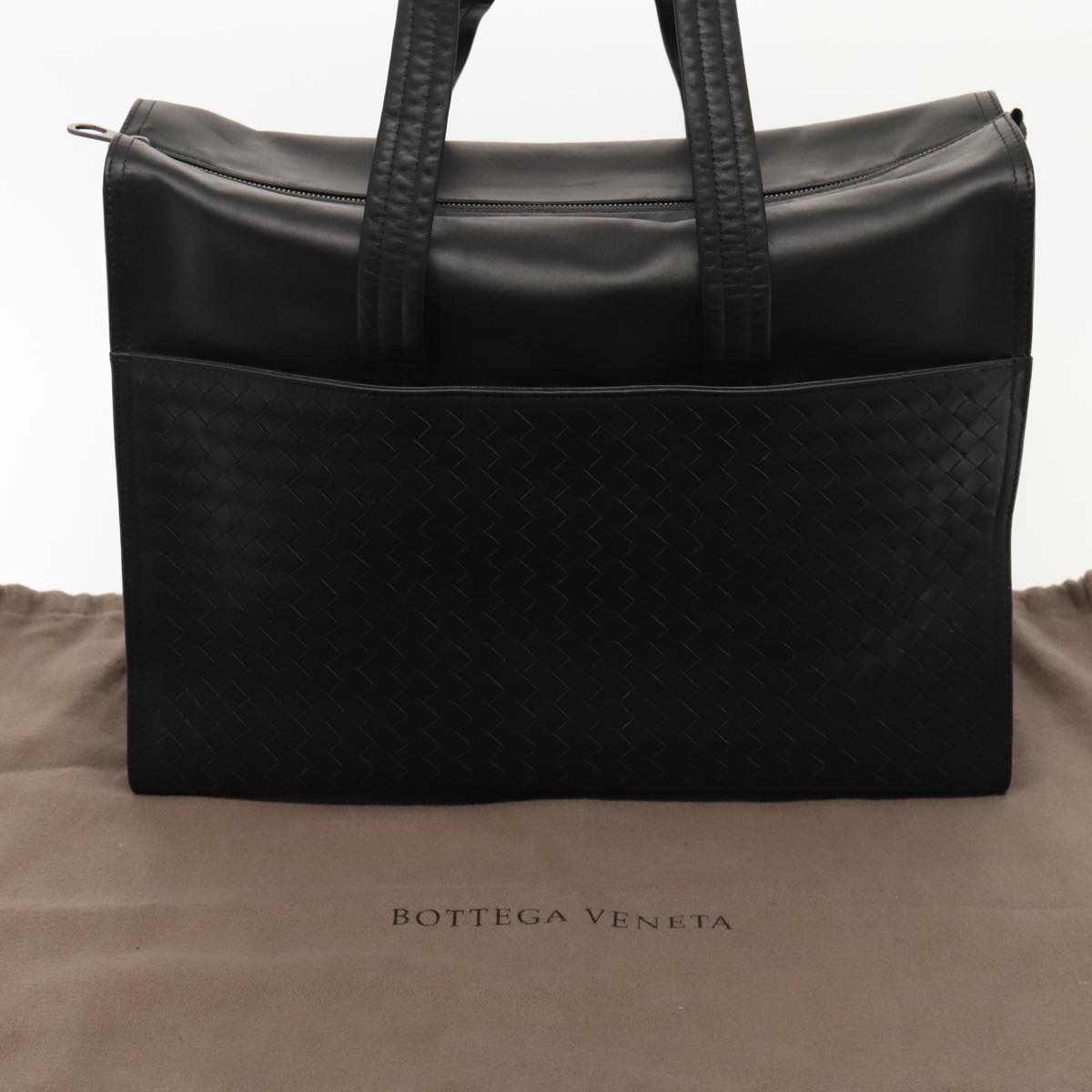 Bottega Veneta Intrecciato Black Leather Tote Bag (Pre-Owned)